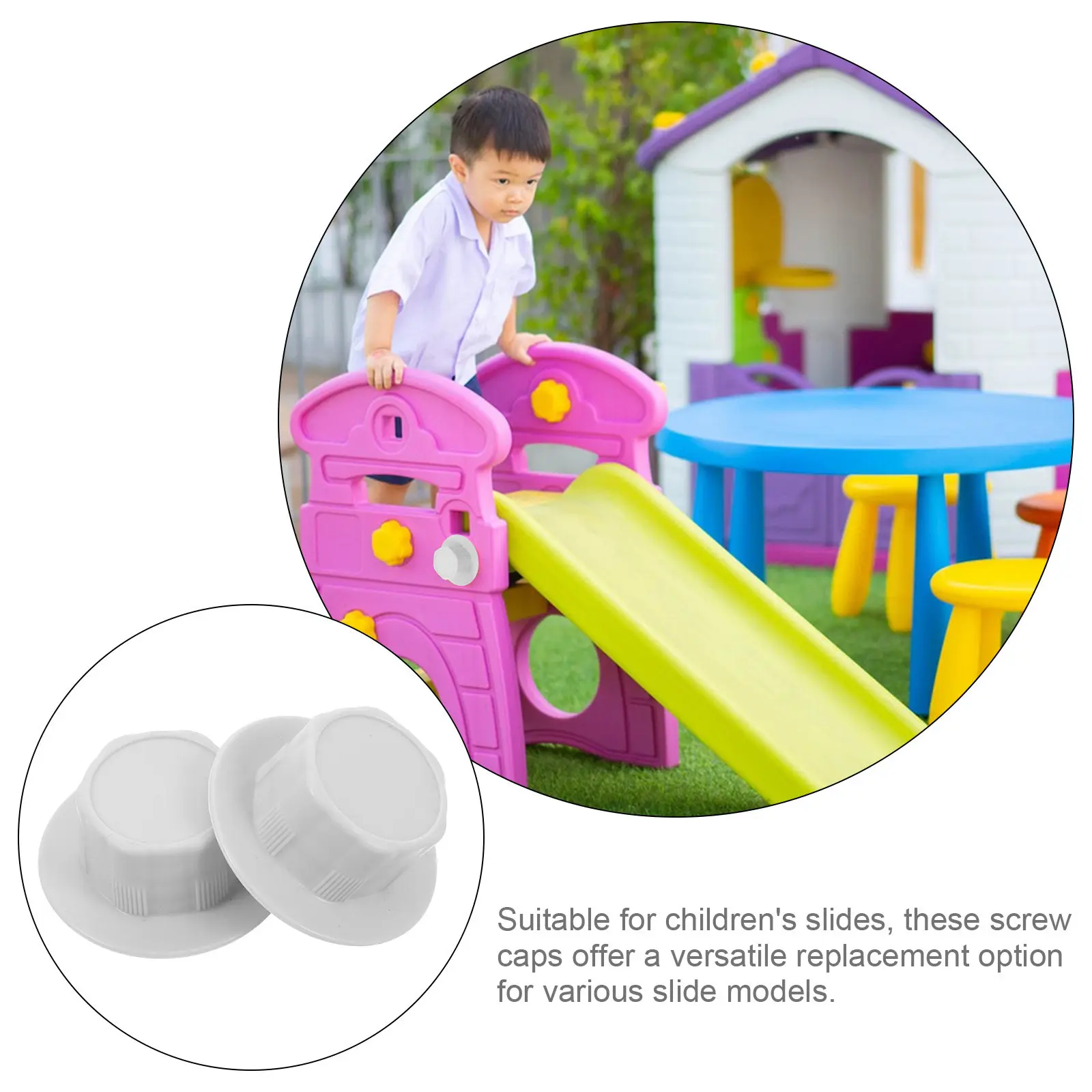 

2pcs Slide Screw Cap Toddler Slide Fixing Screw Caps Plastic Slide Repair Replacement Accessories For Children Playground Repair