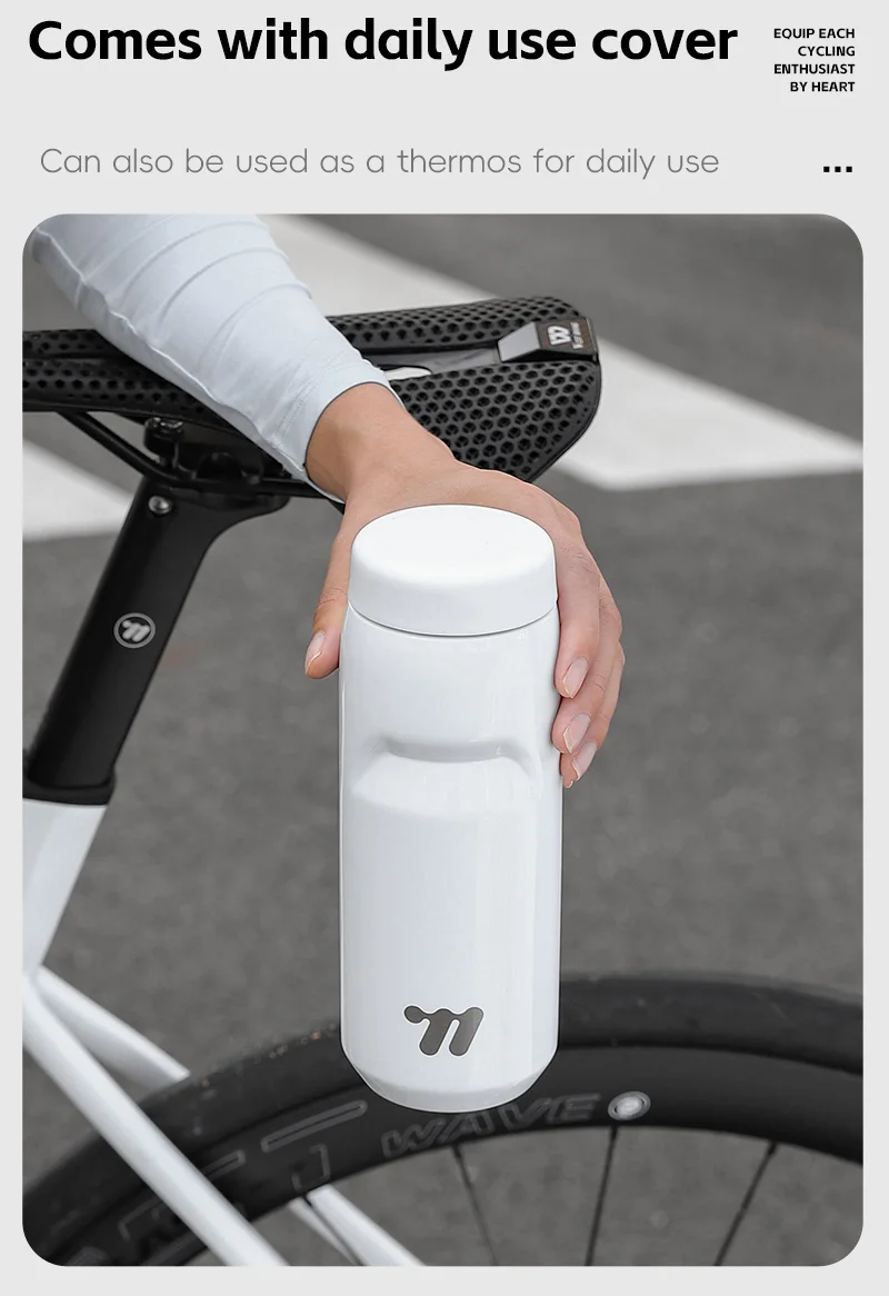 WEST BIKING Edelstahl-Fahrradflasche 24H Kalt-/Warmhaltefunktion 550ml Radflasche Fitness-Vakuumbecher Gym-Sportflasche – Detail 14