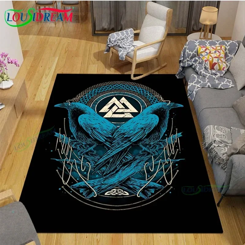 Nordic Viking Mythology Symbols Carpet Room Decor Floor Mats Bedroom Yoga Mat Photography Props Area Rug Birthday Gift