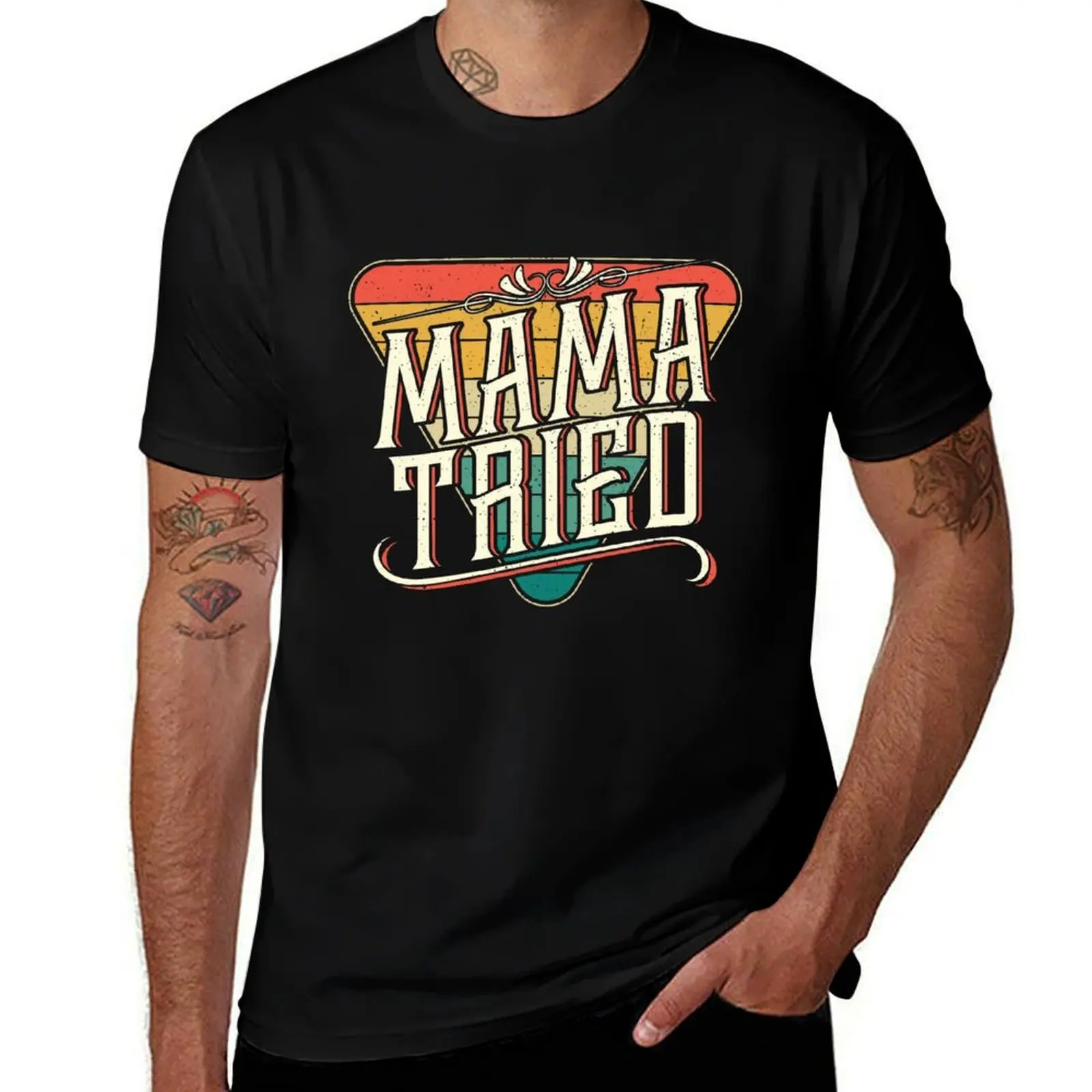 Mama Tried Vintage Country Music Outlaw T-Shirt Daily Casual Short Sleeve Tee Shirt T-Shirt