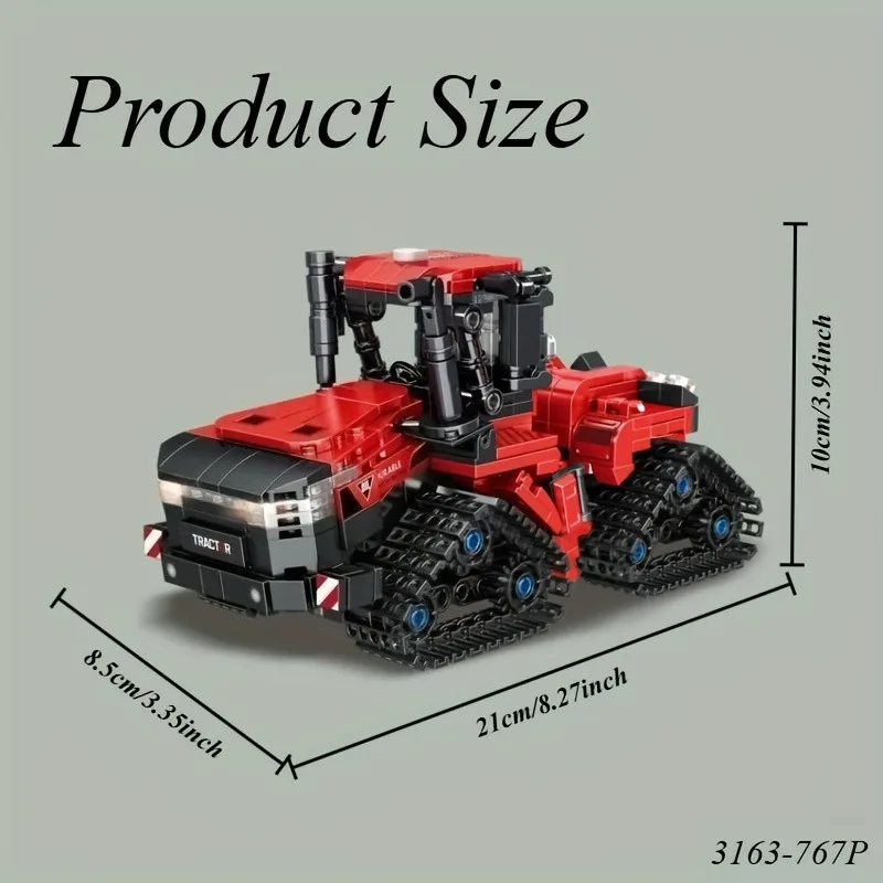 農業機械用の追跡型トラクターモデルの組み立てブロックセット、農業機械のDIY組み立て玩具、以下に適しています。