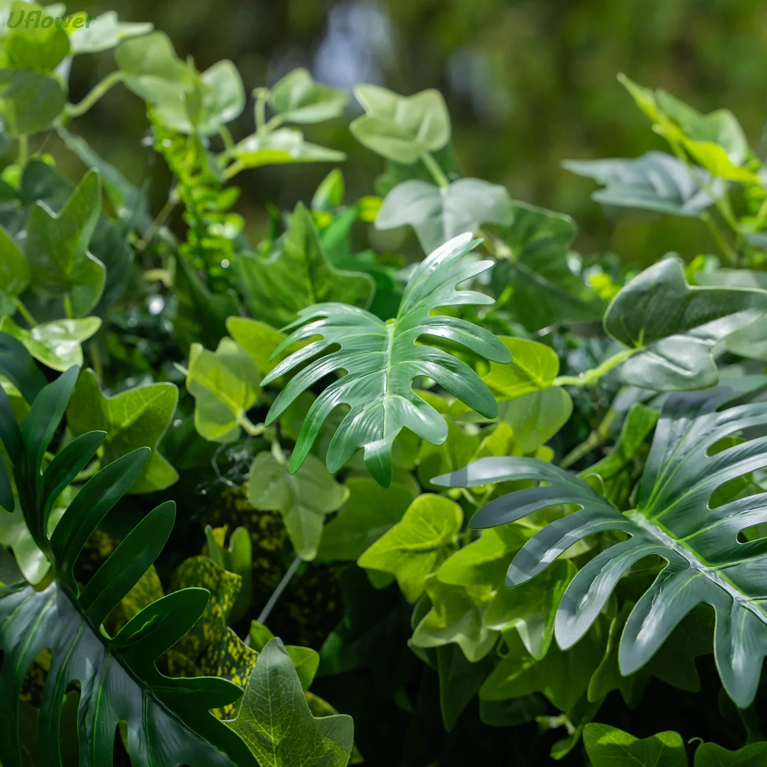 ستارة زينة على شكل زهرة صناعية على شكل زهرة من Uflower مع أوراق خضراء من القماش على شكل زهور لزينة حفلات الزفاف