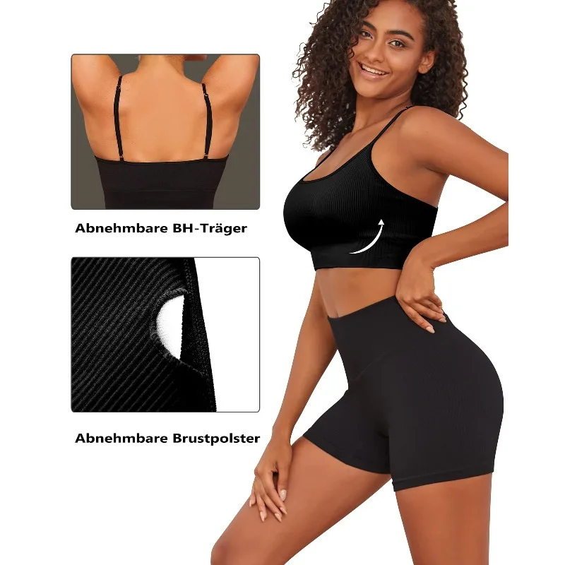 Bra Penyerap Guncangan Pengangkat Pinggul Caestus Pinggang Tinggi Terlaris Benang Mulus Set Olahraga Luar Ruangan Yoga Elastis Kebugaran 2 Buah