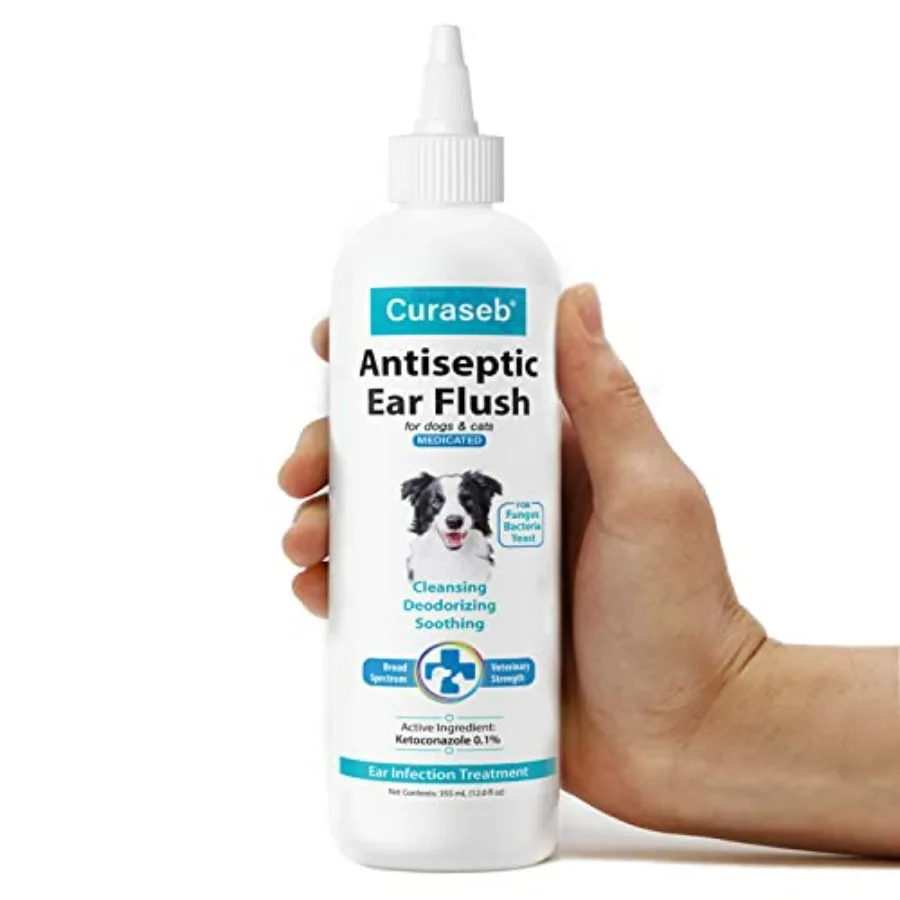 

Curaseb Dog Ear Infection Treatment Solution Soothes Itchy and Inflamed Ears Cleans Debris and Buildup - 12oz