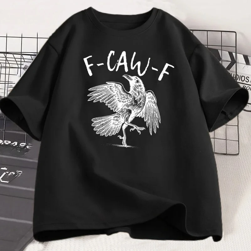 เสื้อยืดลายอีกาตลก เสื้อยืดคนรักอีกาดำ เสื้อยืดแขนสั้นสไตล์โกธิค เสื้อยืดแฟชั่นลายกราฟิก เสื้อยืดผู้หญิง เสื้อผ้าสตรีทแวร์ Y2K