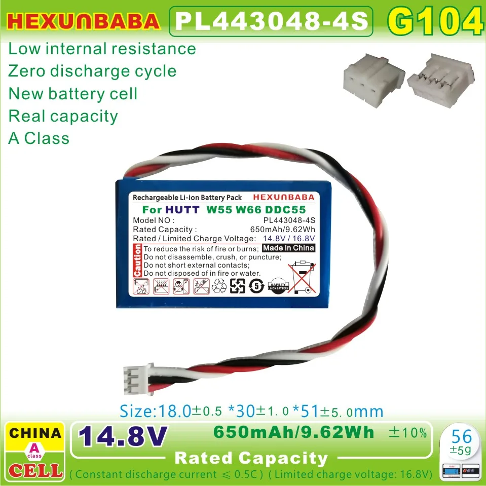 443048 -4S 14.8V 650mAh بطارية ليثيوم أيون لروبوت تنظيف النوافذ PL 443048 -4S HUTT W55 W66 DDC55 DDC51 DDC5 C6 أتترري G104