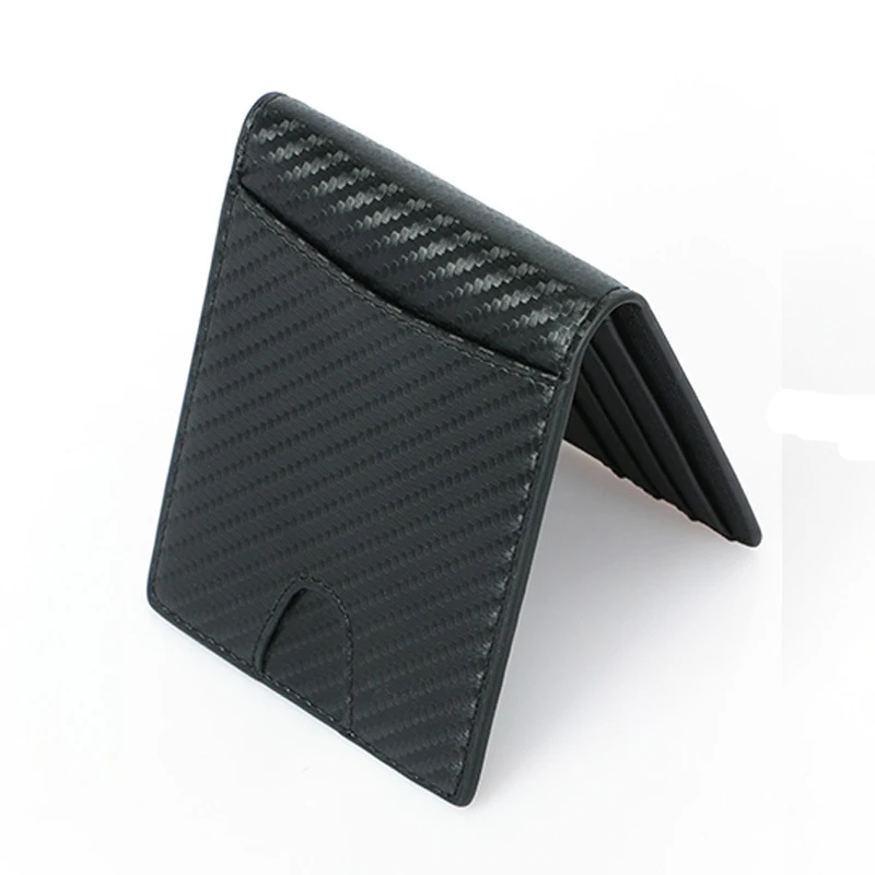Thin Carbon Fiber Card Wallet Black Bank Credit Card Holder For Men RFID Blocking Male Microfiber Slim Wallets Simple Card Purse