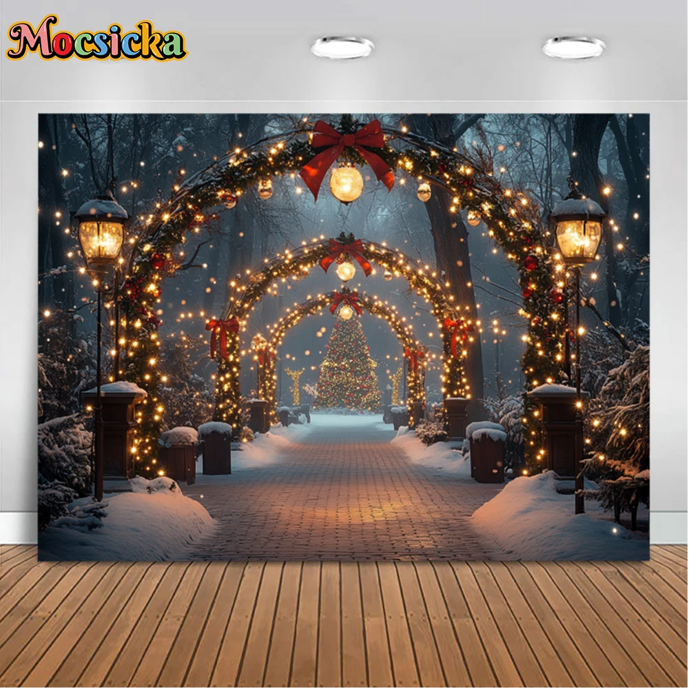 Mocsicka Winter Weihnachten Fotografie Hintergründe Park Pfad Weihnachten Baum Urlaub Party Familie Kinder Foto Kulissen Studio Requisiten
