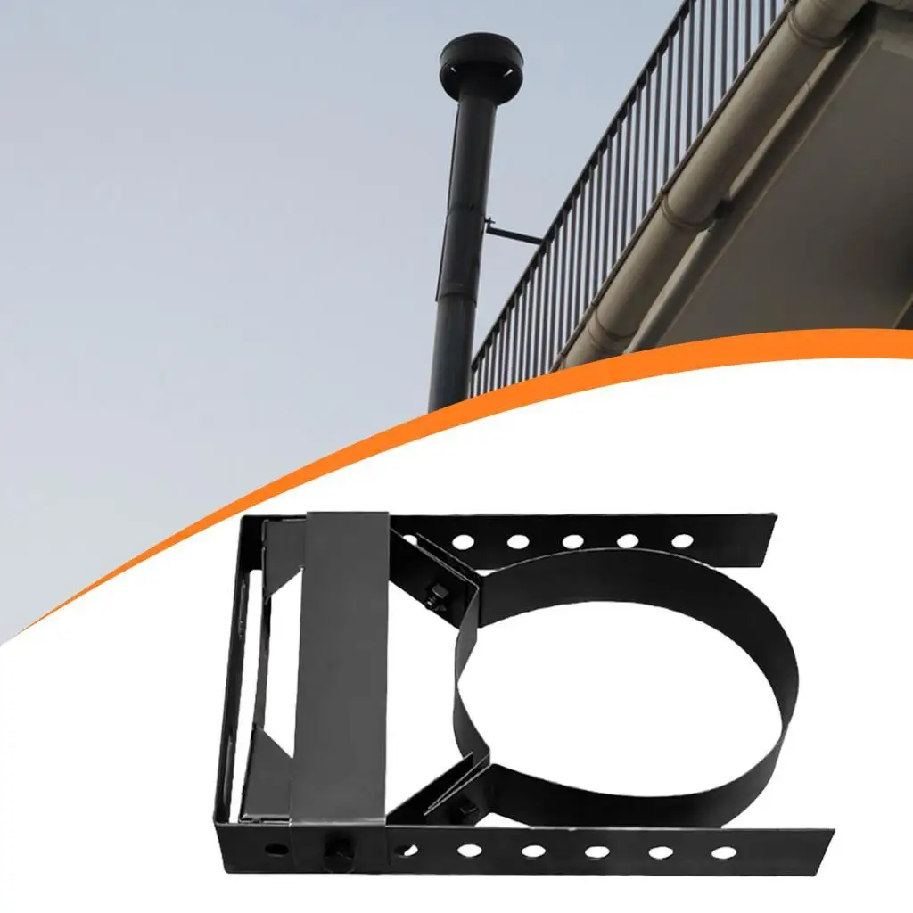 Adjustable Chimney Pipe Wall Strap Carbon Steel Fire Flue Hanger Clamp Sturdy Holder Mounting Bracket for Indoor Fireplace