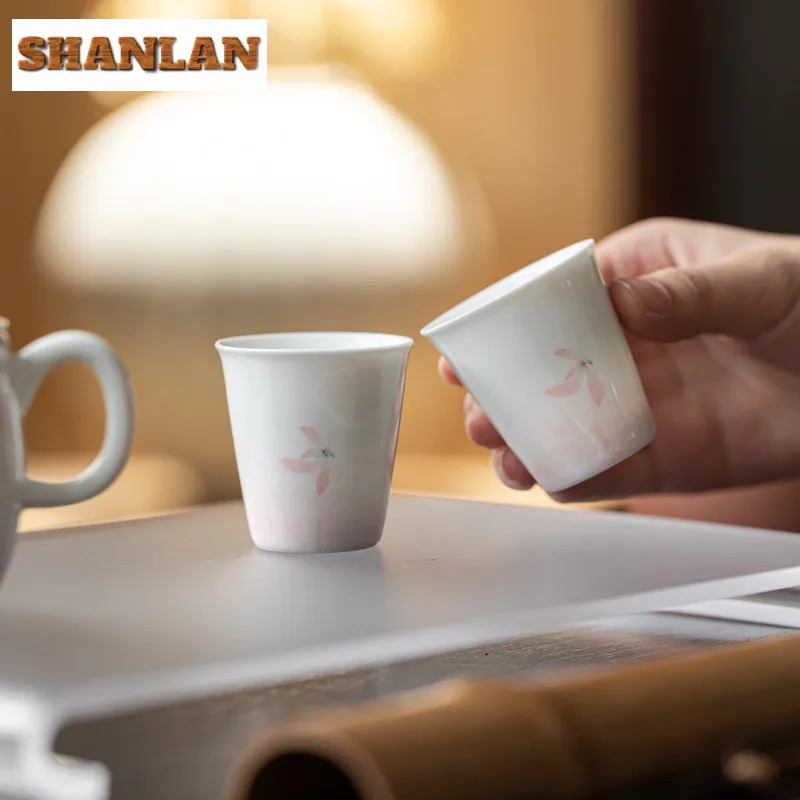 

2 шт./лот, ручная роспись, чайная чашка с розовой орхидеей, элегантная чайная чаша, кувшин для воды, чайная дегустация, чашка для запаха, чашки Jianzhan Master, посуда для напитков, 40 мл