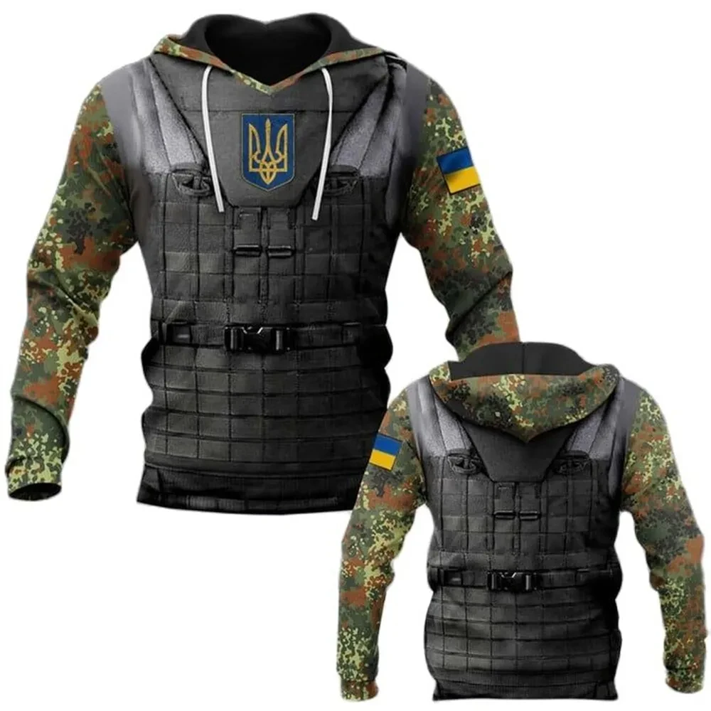 XUkrainian Flag National Emblem 3D Printing VHoodies Sweatshirts Men Women Hooded Oversized Hoodie Fashion Kids Pullover Coat