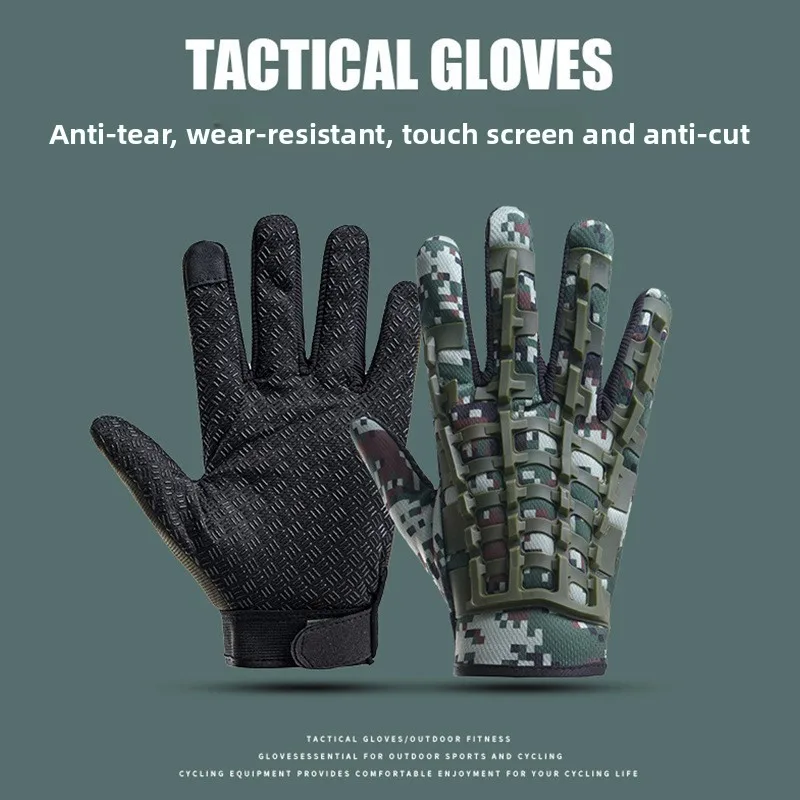 Tactical Full-Finger Exoskeleton Gloves Men Anti-Slip Wear-Resistant for Outdoor Training Cycling Motorcycle Off-Road