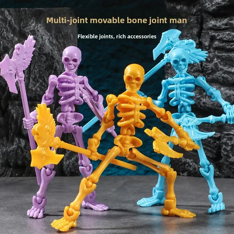 Modèle de crâne tridimensionnel, jouet d'assemblage, crâne multi-articulable et marionnette en os, décoration, figurines d'action, cadeau Anime
