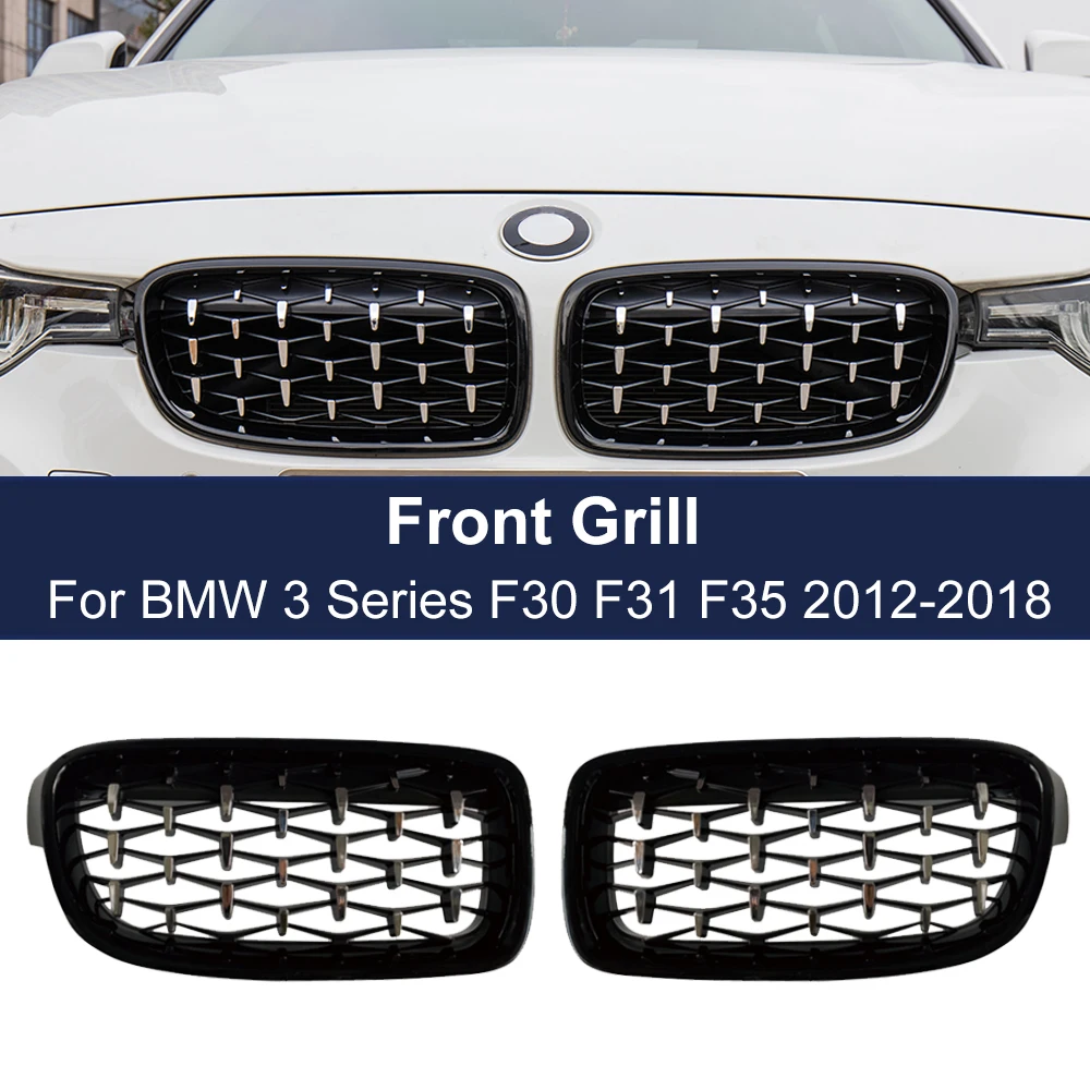 

2PCS Car Diamond Kidney Grills for BMW 3 Series F30 F35 F31 2012-2018 Racing Grilles Meteor Style Bumper grill Car Styling Parts