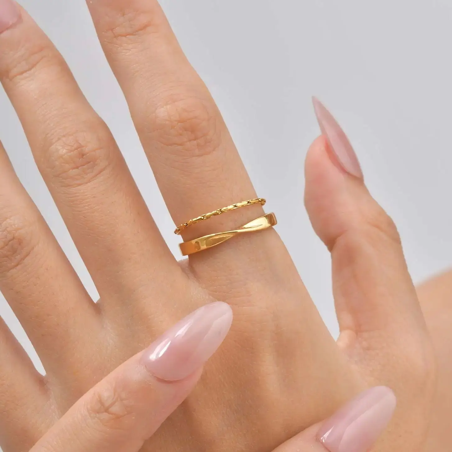 Simple Luxury Stainless Steel 1mm/3mm Thin Ring Exquisite Gold Color Stackable Finger Rings Minimalist Fine Jewelry for Women