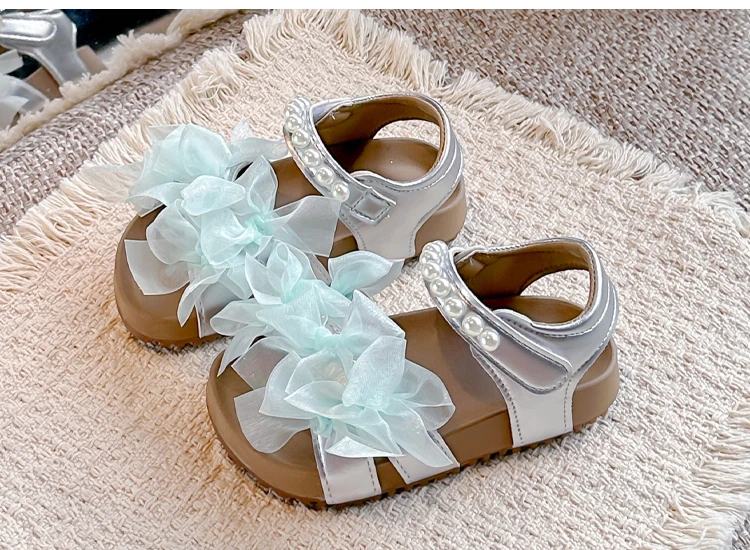 Mädchen-Sandalen Bunte Süße Spitzenschuhe mit Schleifen Kinder-Prinzessinnen-Schuhe Offene Zehen Weiche Sohle 2026 Sommer Neue Kinder-Strandschuhe Rutschfest – Detail 6