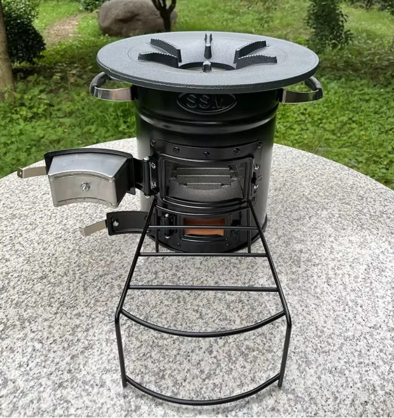 

【Popular】Two Doors Firewood Burning Rocket Cookstove Outdoor BBQ Camp Stove