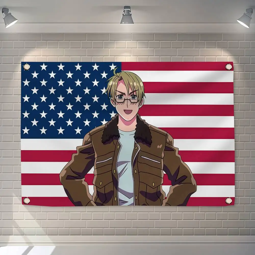 Anime A-Alfred F. Jones Amerikanische 150x200cm 60x90cm Flaggen-Dekoration für Outdoor-Picknick, Party, Zuhause, Camping, Kunst-Hängebanner – Detail 8