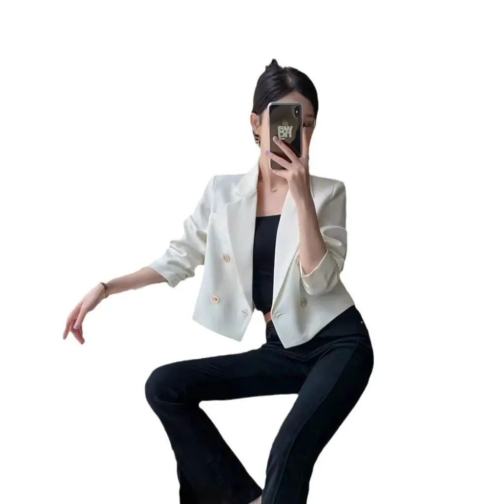 

Women's Small Elegant Casual White Short Suit Jacket New Style Spring Autumn High-End Sense Top