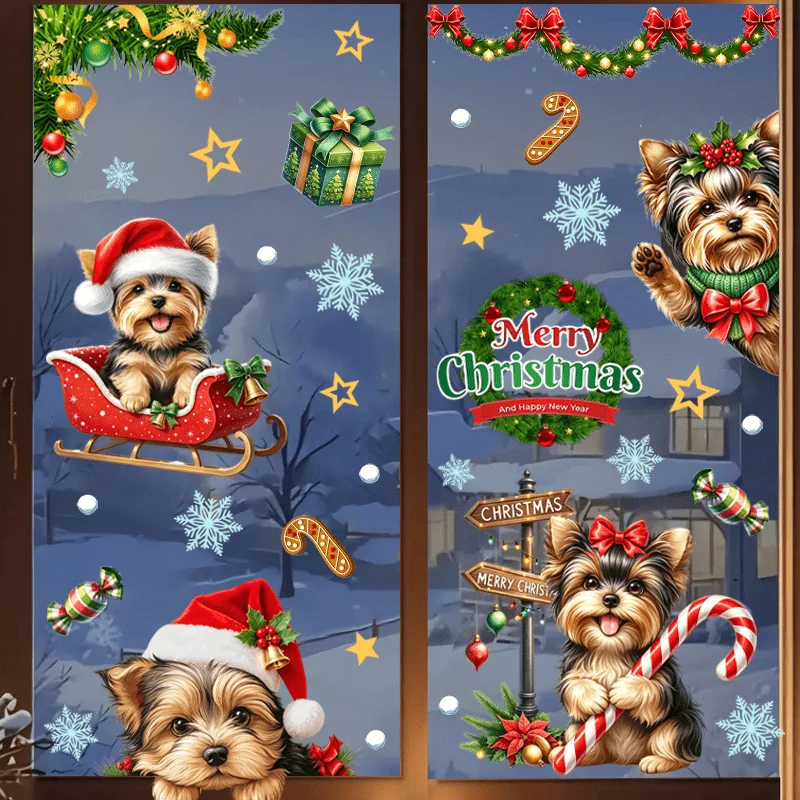 3pcs Christmas Window Sticker,suitable for cabinet,glass doors,windows and wall decor,holiday decoration,freely DIY combinable