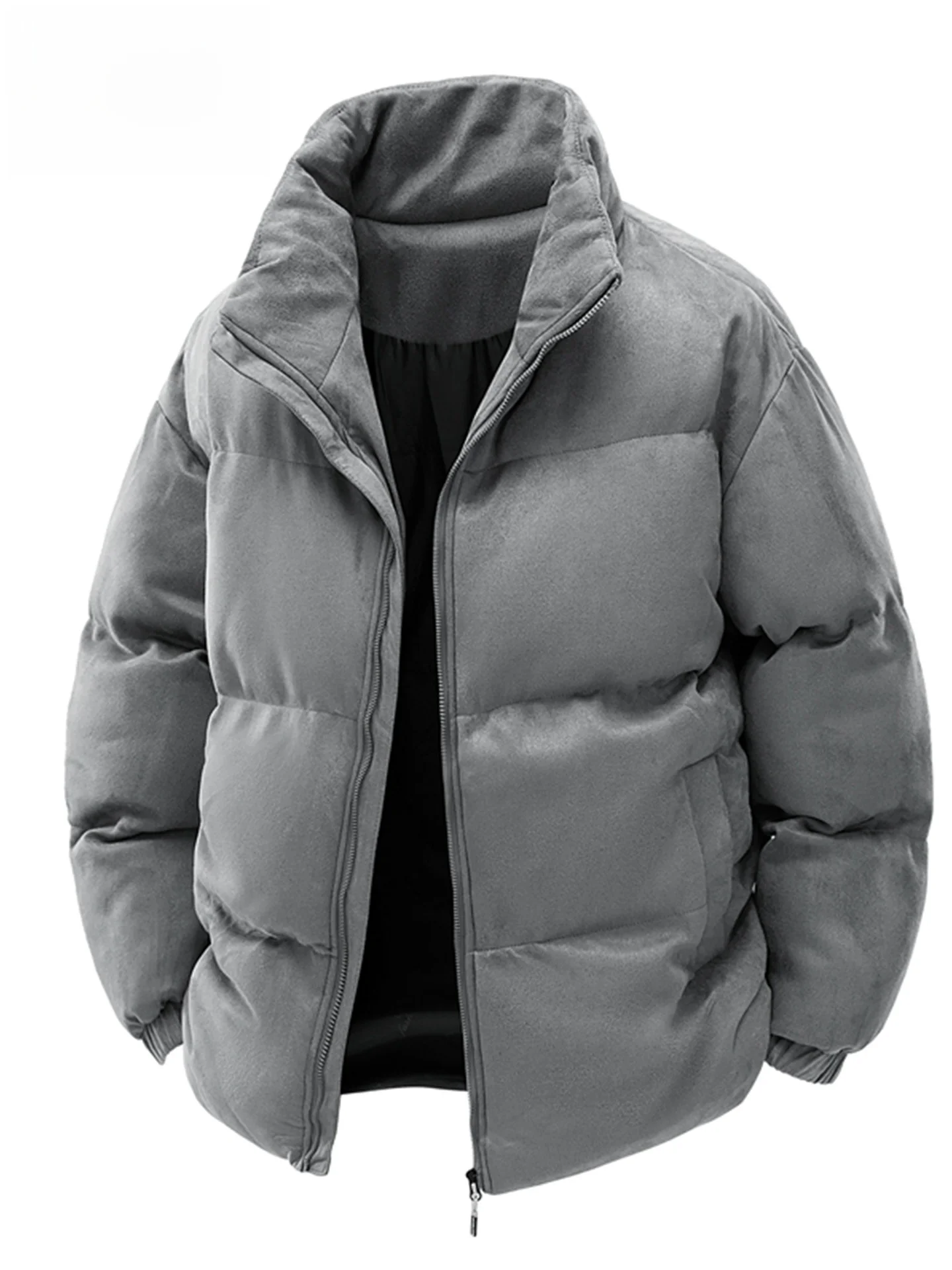 

Wassup Suede Stand Collar Jaet Men's Cotton Padded Coat Loose Fit Thi Warm Casual Sle Winter Outerwear