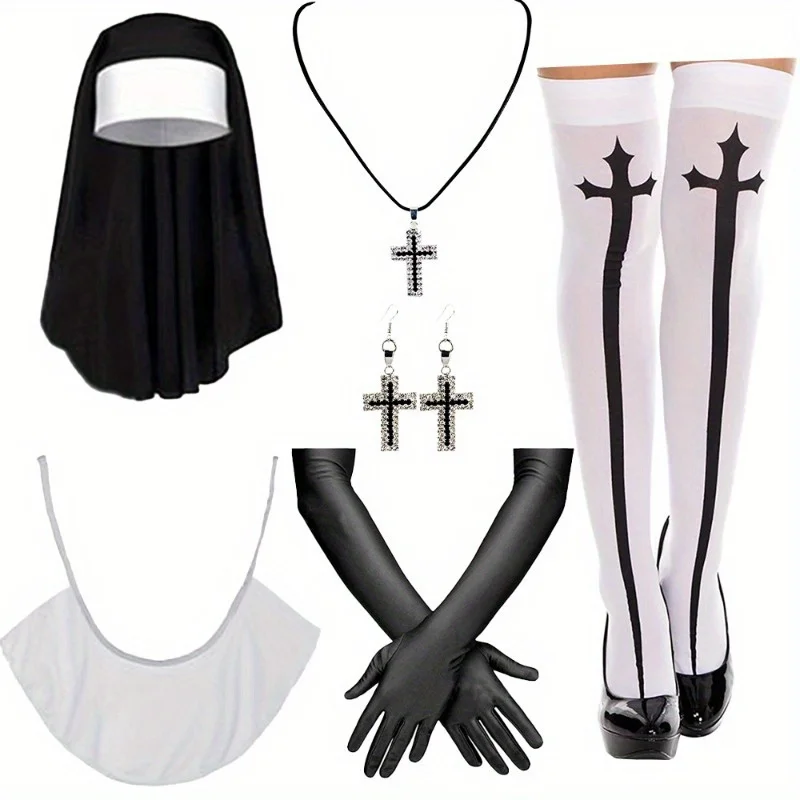 

PESENAR Halloween Music Legs - Sexy Bad Habit Nun Costume