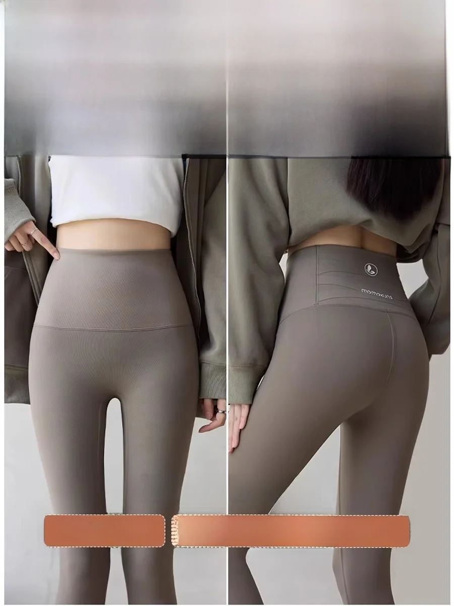 Fce Lined ark Pants Women's Autumn Winter Thi Warm Tight Yoga Pants High Waist Long Trousers Slimming Ankle Length