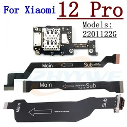 SIM Card Reader Board Dock Connector For Xiaomi Mi 12 Pro 12pro 2203129G LCD Main Motherboard USB Charging Port Flex Cable Parts