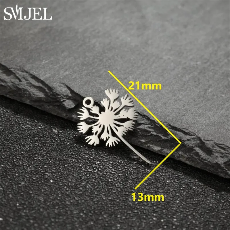 5pcs Cute Stainless Steel Flower Charms for Jewelry Making Cactus Dandelion Maple Leaf Pendant Mini Charm Bracelet Earrings DIY view 2