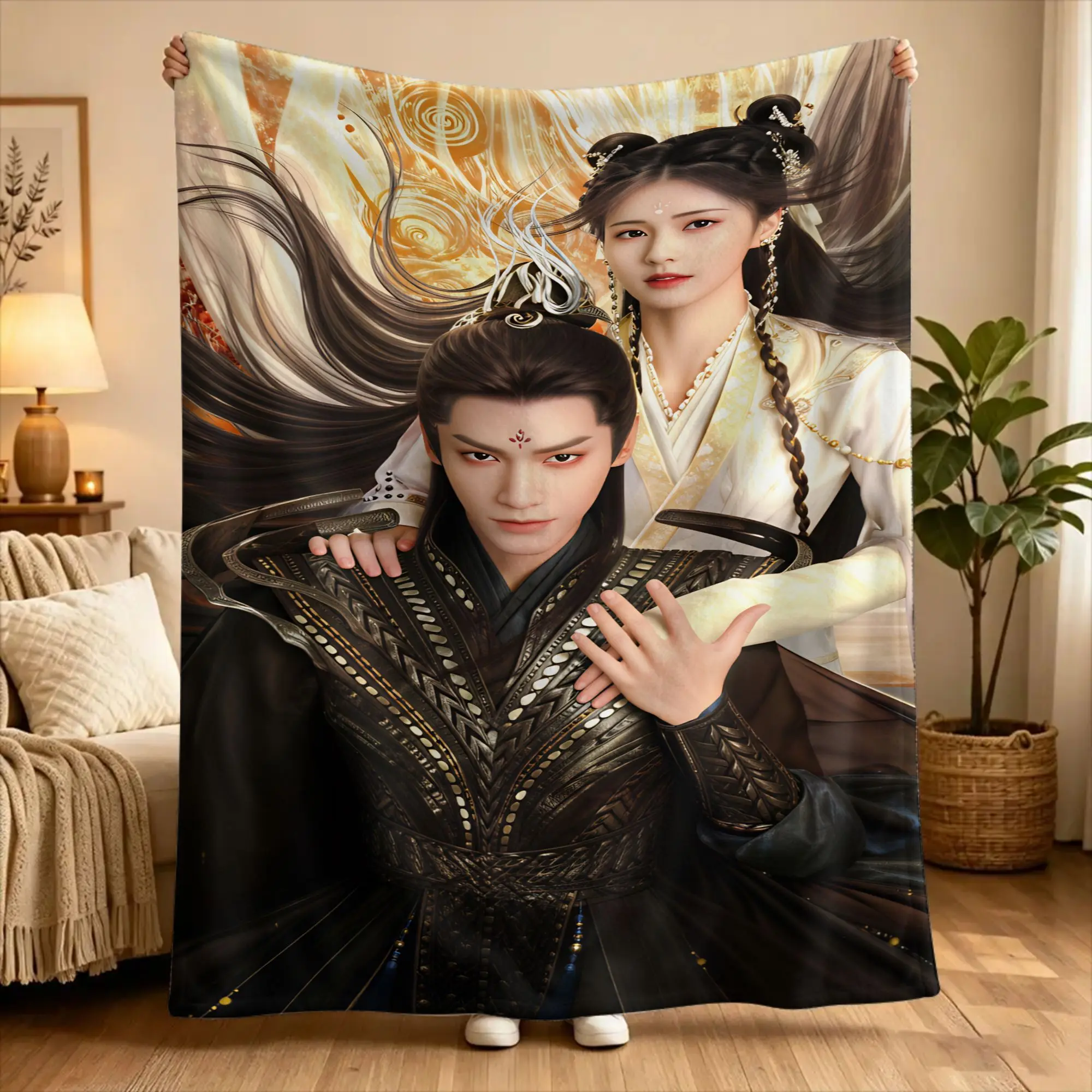 Leo Luo Yunxi Bai Lu  Flannel Blankets  Soft Warm Throw Blanket for Outdoor Travel Office Pattern Bedspread Sofa Bed Cover