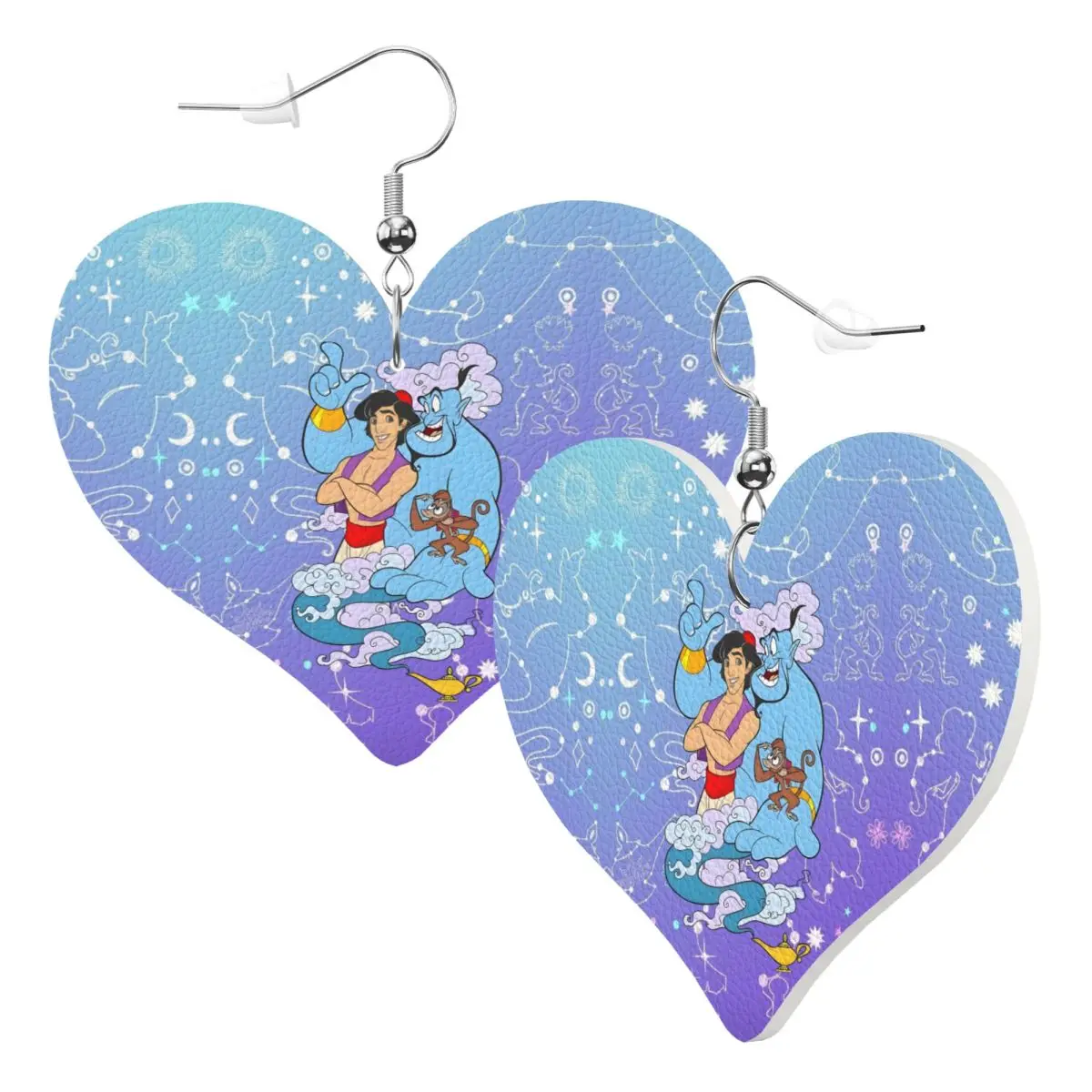 Custom Drop Dangle Earrings Cute Cartoon Aladdin Leather Teardrop Earrings PVC Leather for Gifts Dainty Jewelry