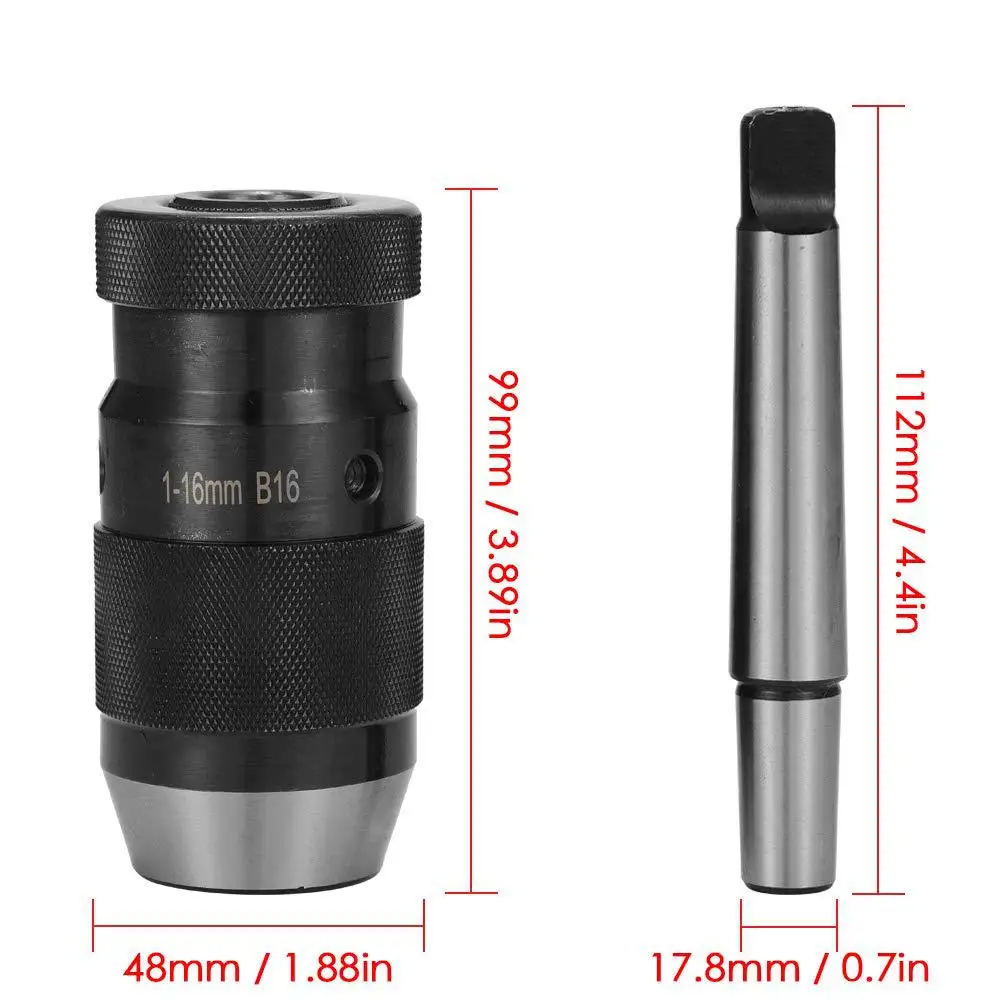 MK2 액세서리 선반 도구 MT2-B16 아버 라이브 센터 드릴 척, 내구성 테이퍼 스틸, 자체 조임 키리스 휴대용 홈, 1-16mm