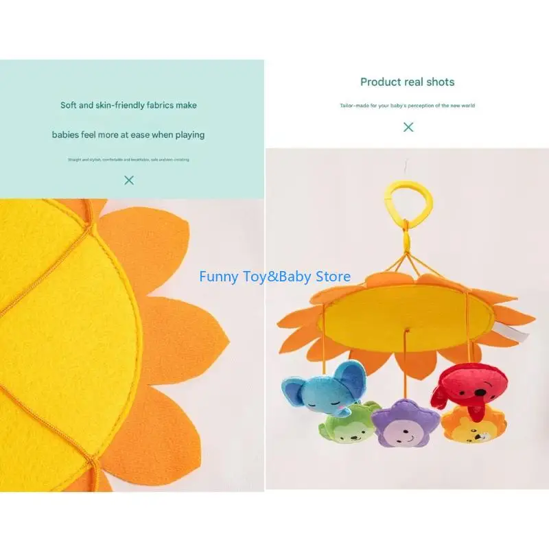 視覚発達と首のトレーニングのための穏やかな回転を備えた柔らかいぬいぐるみベビーベッドモバイルおもちゃ C90B