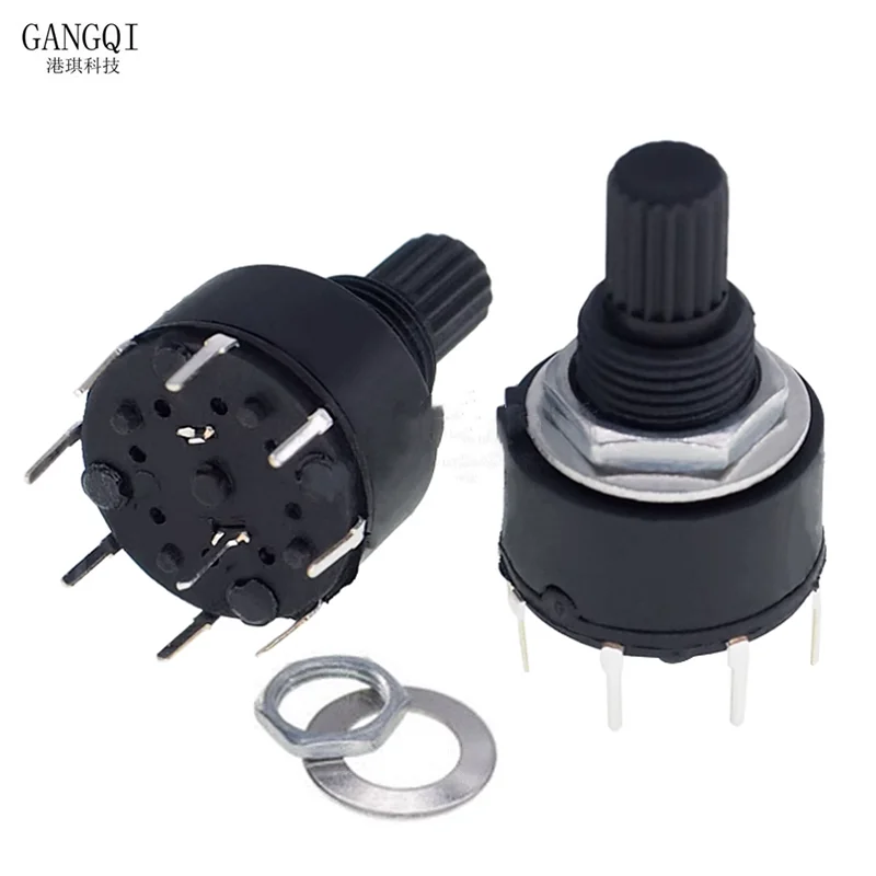 1Pcs/Lot SR16 16mm Rotary Band Switch 1Pole 5/6/8 Position 2Pole 3/4 Position Handle Length 15MM Shaft Flower Axis Band Switches