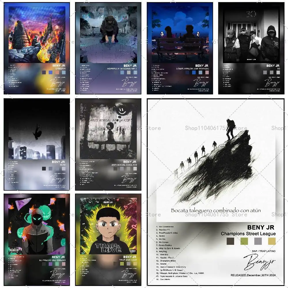 Póster del álbum J-JR del rapero B-BENY, adhesivo artístico autoadhesivo, pegatina de papel impermeable, decoración de pared para cafetería, Bar y habitación