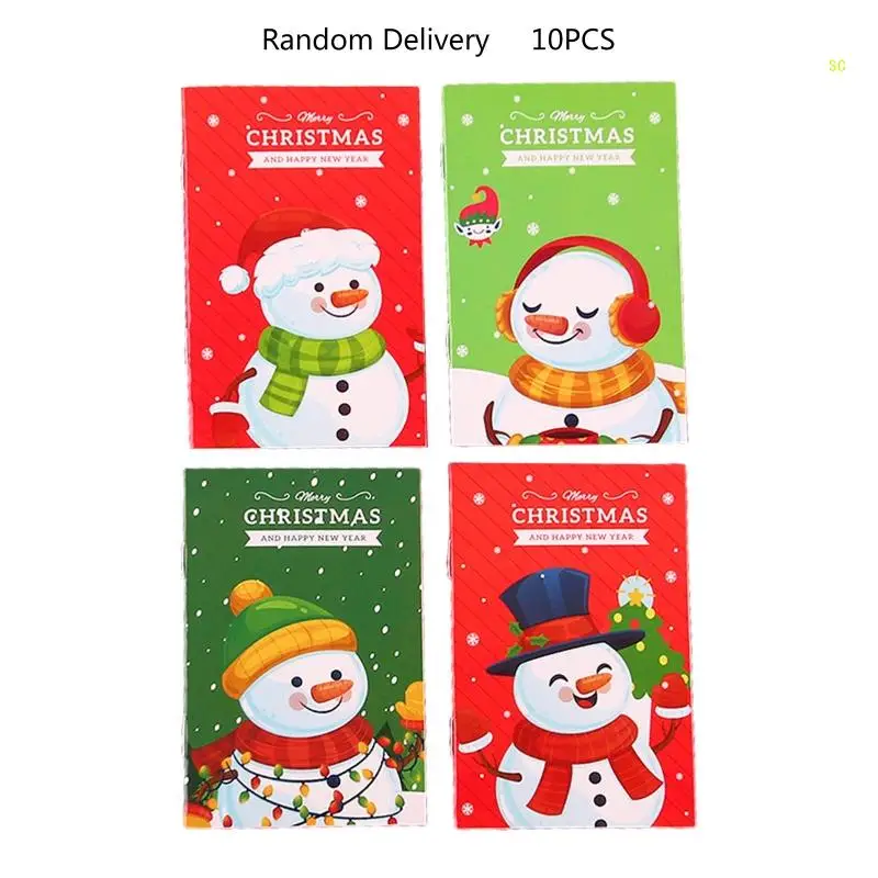 10Pcs การ์ตูนคริสต์มาส Notepad กระเป๋าโน๊ตบุ๊คขนาดเล็ก Journal Notepad เรียงรายกว้าง Dropship