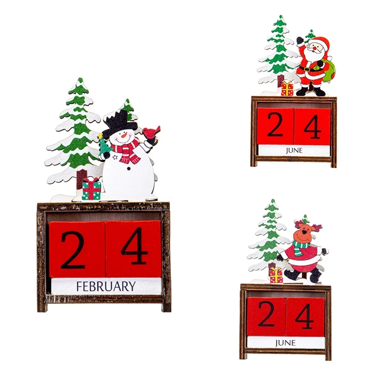 Merry Christmas Wooden Painted Santa Calendar Xmas Ornaments Christmas Decorations For Countdown Calendar