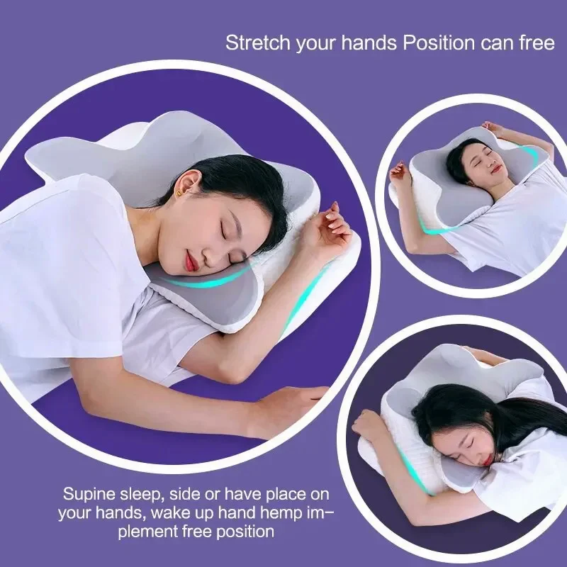 

Butterfly-Shaped Slow Rebound Memory Pillow Arched Side Designed Ergonomic Design Pillow for Neck Pain Relief