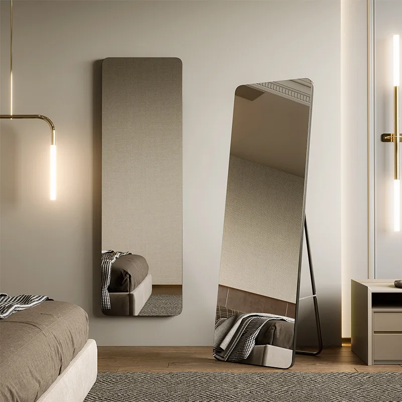 مرآة لكامل الجسم عالية الدقة مقاومة للانفجار، أرضية سيلفي منزلية مثبتة على الحائط لمتجر الملابس