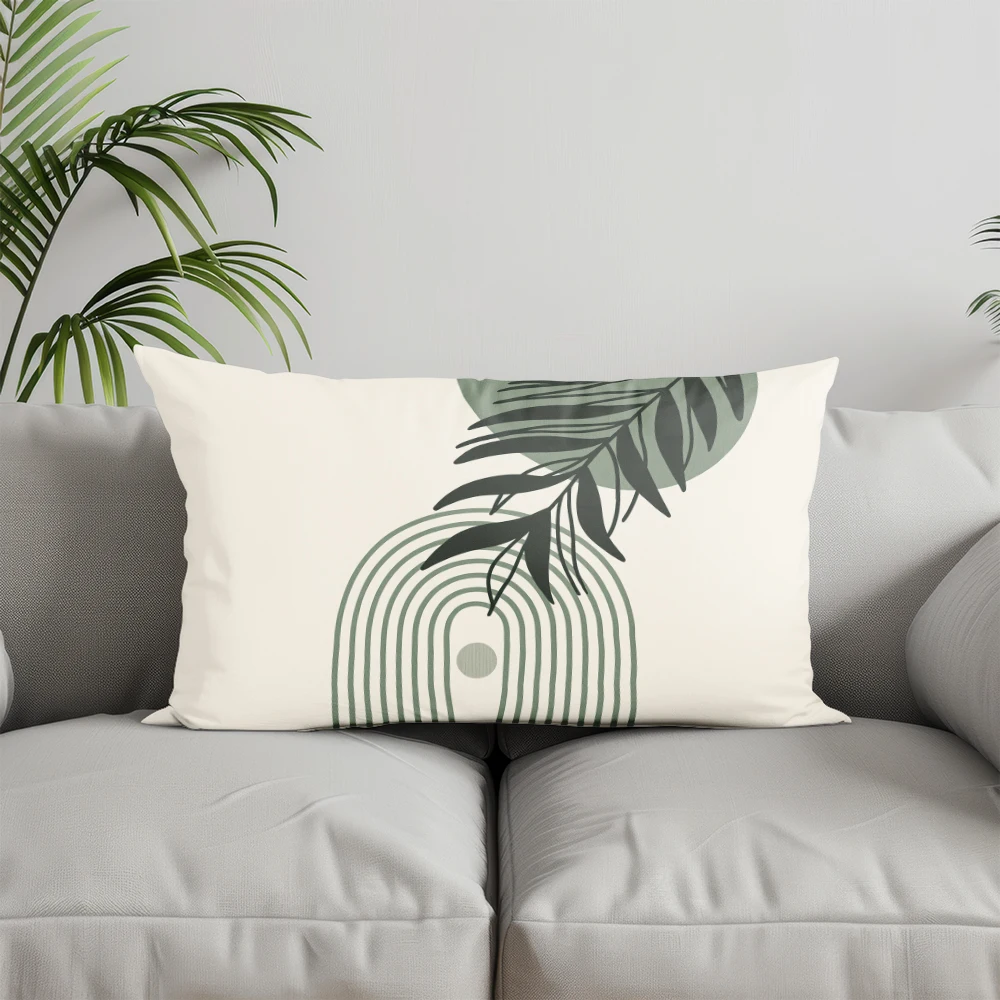 ديكور المنزل كيس وسادة منقوش هندسي وأوراق شجر مناسب لأريكة غرفة النوم غطاء وسادة السيارة وسادة خلفية مستطيلة #5