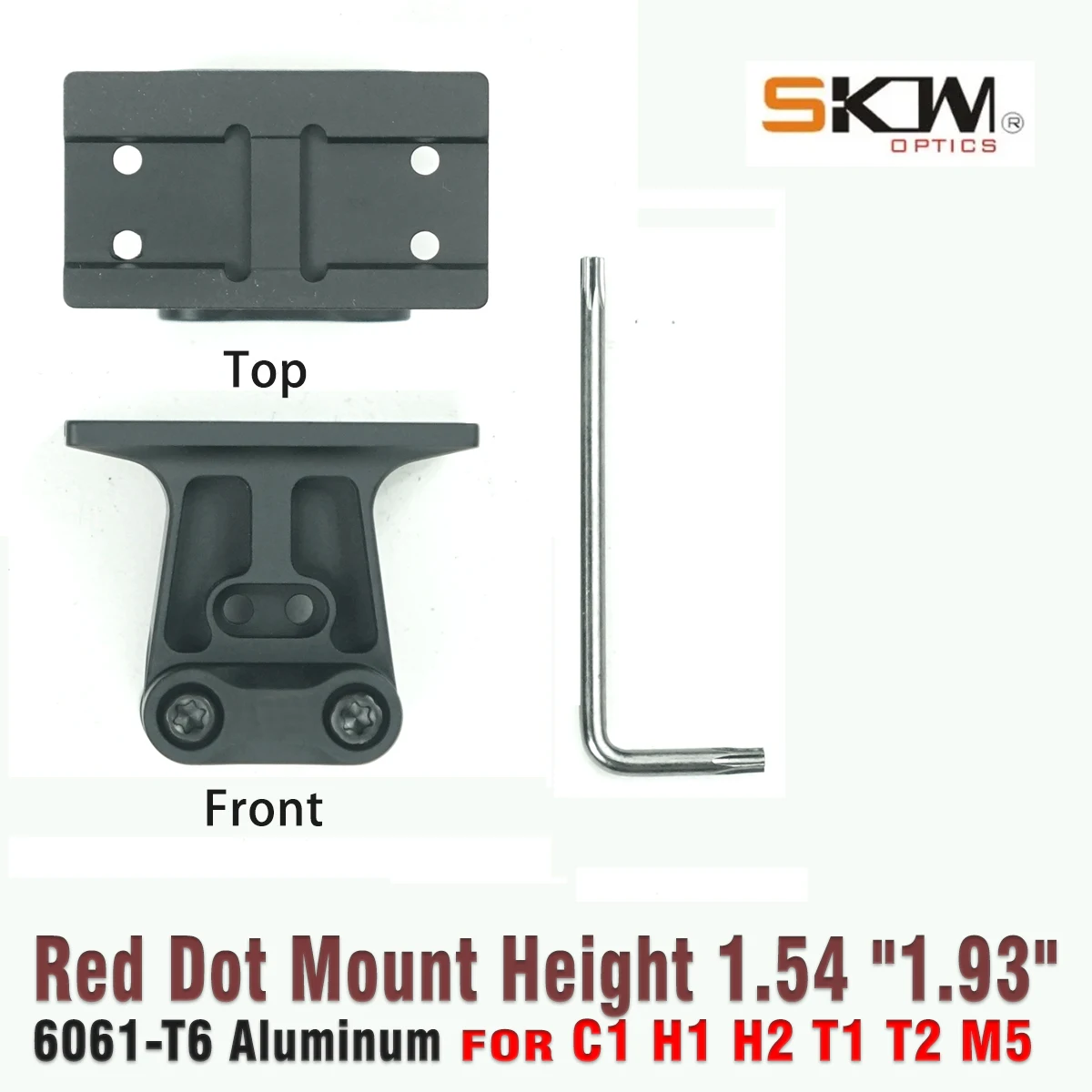 SKWoptics Tactical Fast Height C1 Red Dot Mount 1.93″ 1.54″ for 20mm Rail For H1, H2, T1, T2, C1