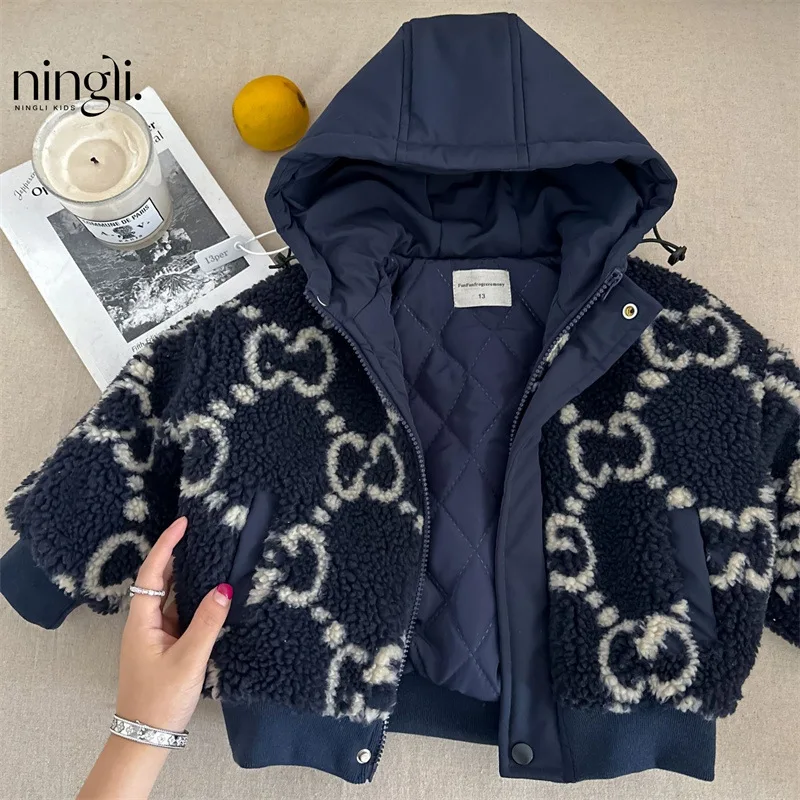 

Girl Boy Pants Spring Autumn 2024 New Full Printing Cotton Clip Hooded Tops Casual Simple Fashion Sweet Korean Active Vintage