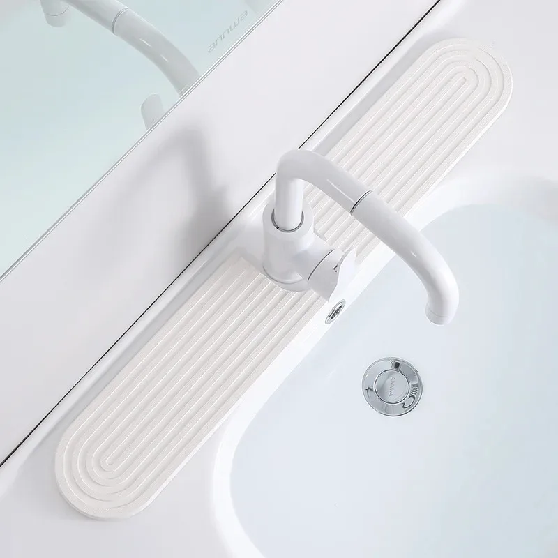 1Pair Faucet Mats for Kitchen Sink Water Absorbent Stone Sink Tray Fast Drying Sink Faucet Diatomite Mats for Bathroom Counter