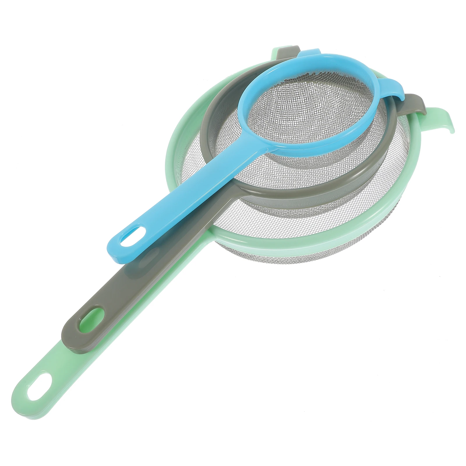 

Handheld Flour Sieve Oil Separator 3 Sizes Fine Mesh Powder Sifter Kitchen Gadget Storage Hole PP Stainless Steel