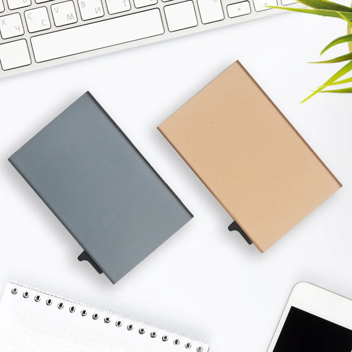 Mini RFID Blocking Aluminum Credit Card Holder,Ultra-thin Automatic Pop Up Card Case,Portable Business ID Wallet for Men & Women