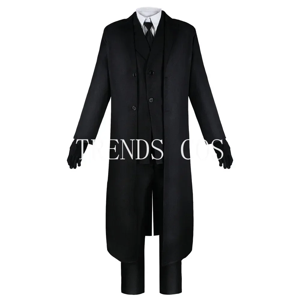 Dazai Osamu Cosplay Costume Dazai Osamu Outfits for Anime Comic Con Dazai Osamu Black Full Set Trench Coat