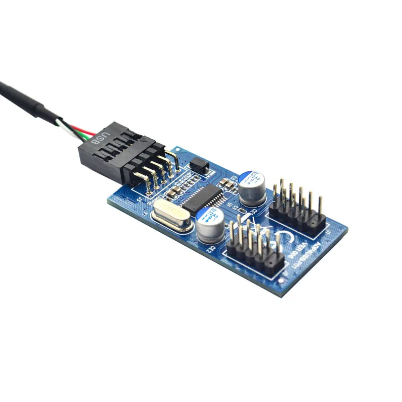 Motherboard 9Pin USB Header To 2 Male Adapter Card USB2.0 9Pin To Dual 9Pin Connector Splitter