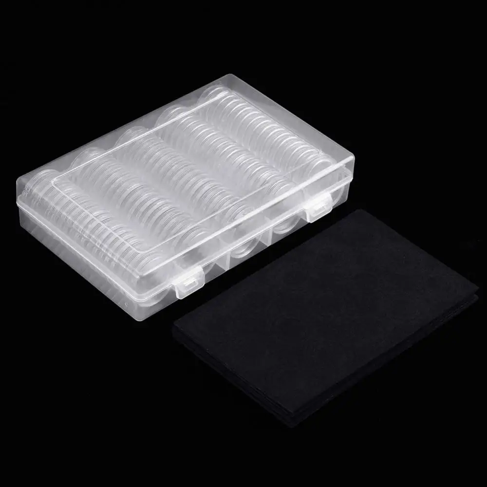 100Pcs 17/20/25/27/30mm Gasket Pads Coin Capsule Protect Case Holder Storage Box