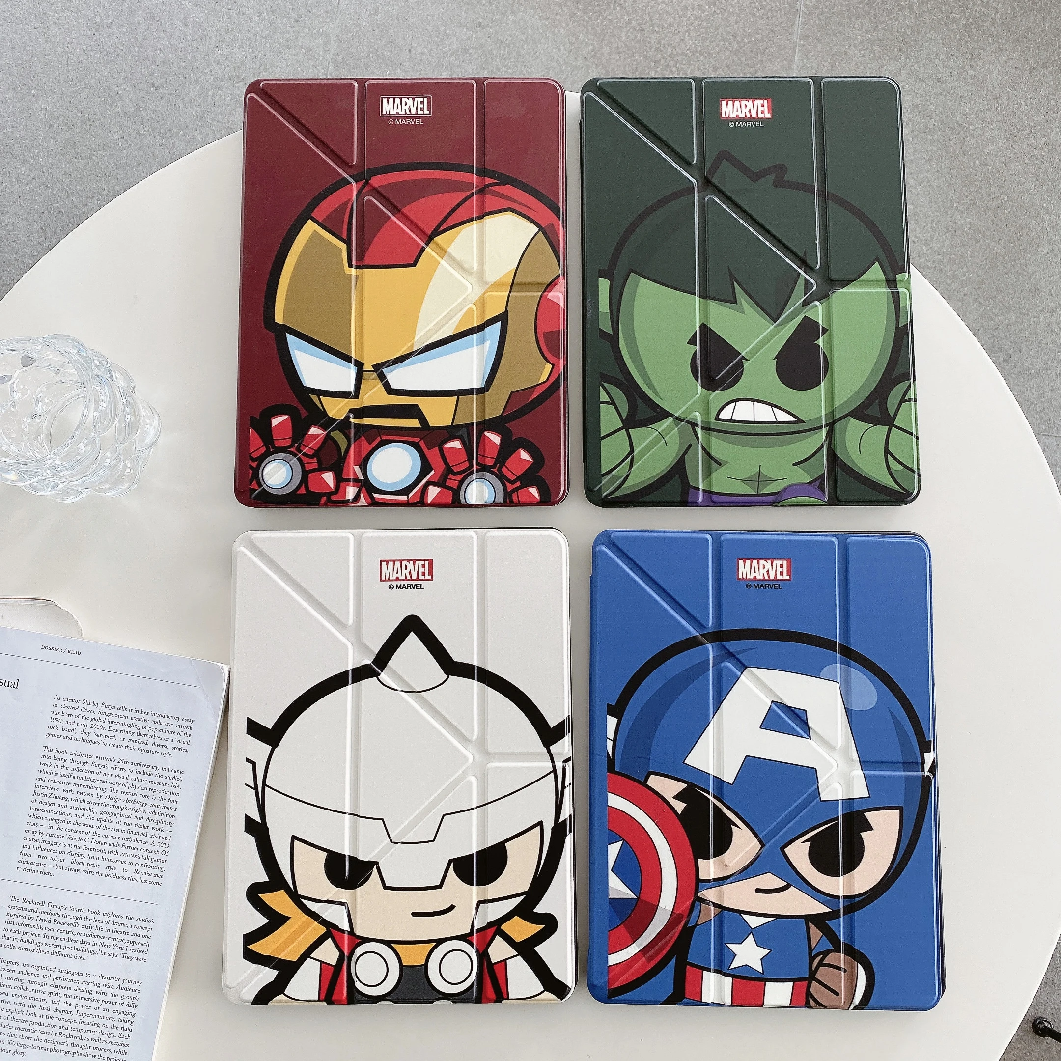 

Защитный чехол для планшета серии Marvel Superhero для iPad Air 4 5, iPad 10,2, 9-й чехол для iPad Pro11mini6, 7 моделей, Y-образный кронштейн, чехол