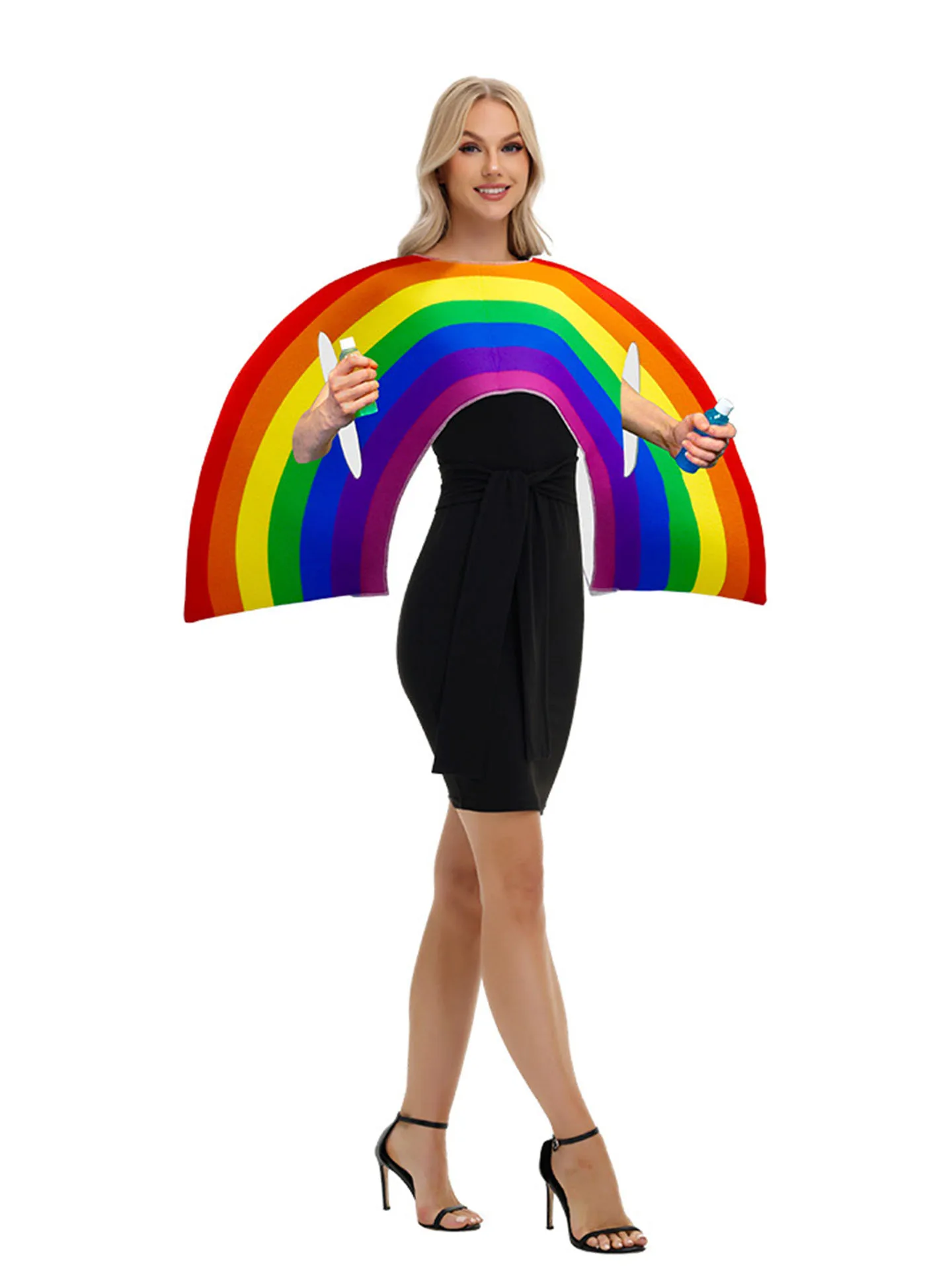 Regenboog Prestatiekostuum Halloween Crazy Funny Par Seven Color Brie Dr up Stage Performance Dames Faion
